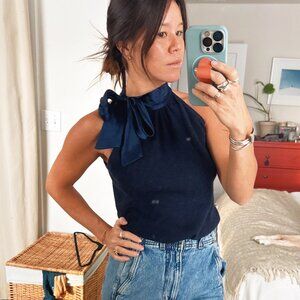 Ply Cashmere  Cashmere Ribbon Halter Top - Small